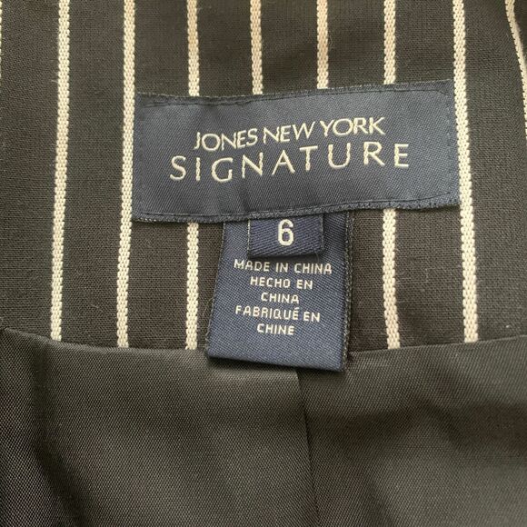 Jones New York Signature Womens Black White Striped Cotton Blazer Jacket Size 6 - Picture 5 of 11